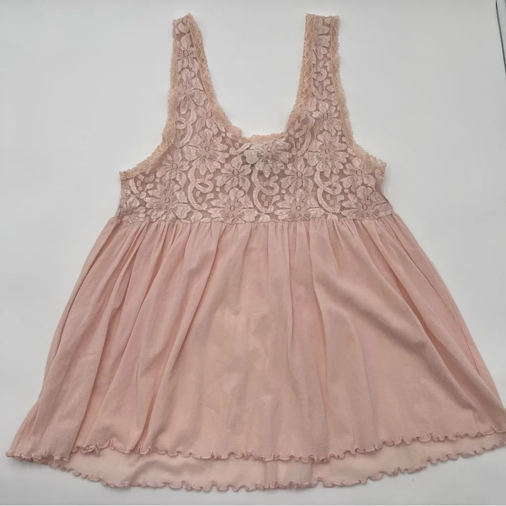 Vtg California Dynasty Pink Babydoll Cami Tank Top Womens Med Lace Floral 90s - Image 6