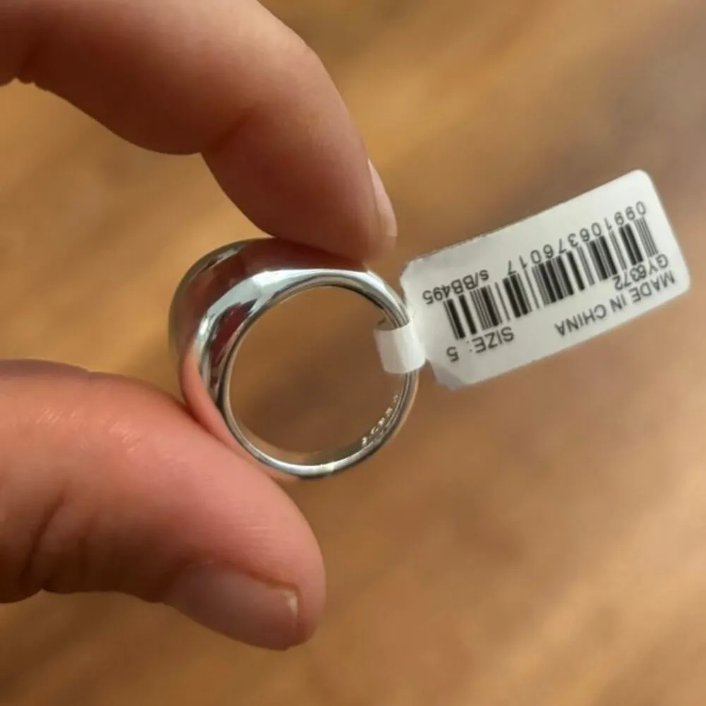 NWT J. Crew Sculptural Orb Ring Size 5 Silver - Image 5