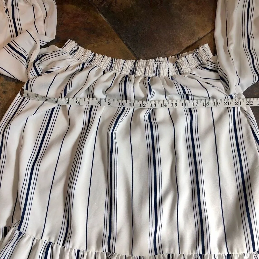 PPLA Women’s Blouse Long Sleeve Smocked Top Tie Wrist Elastic Off Shoulder Neck - Image 10