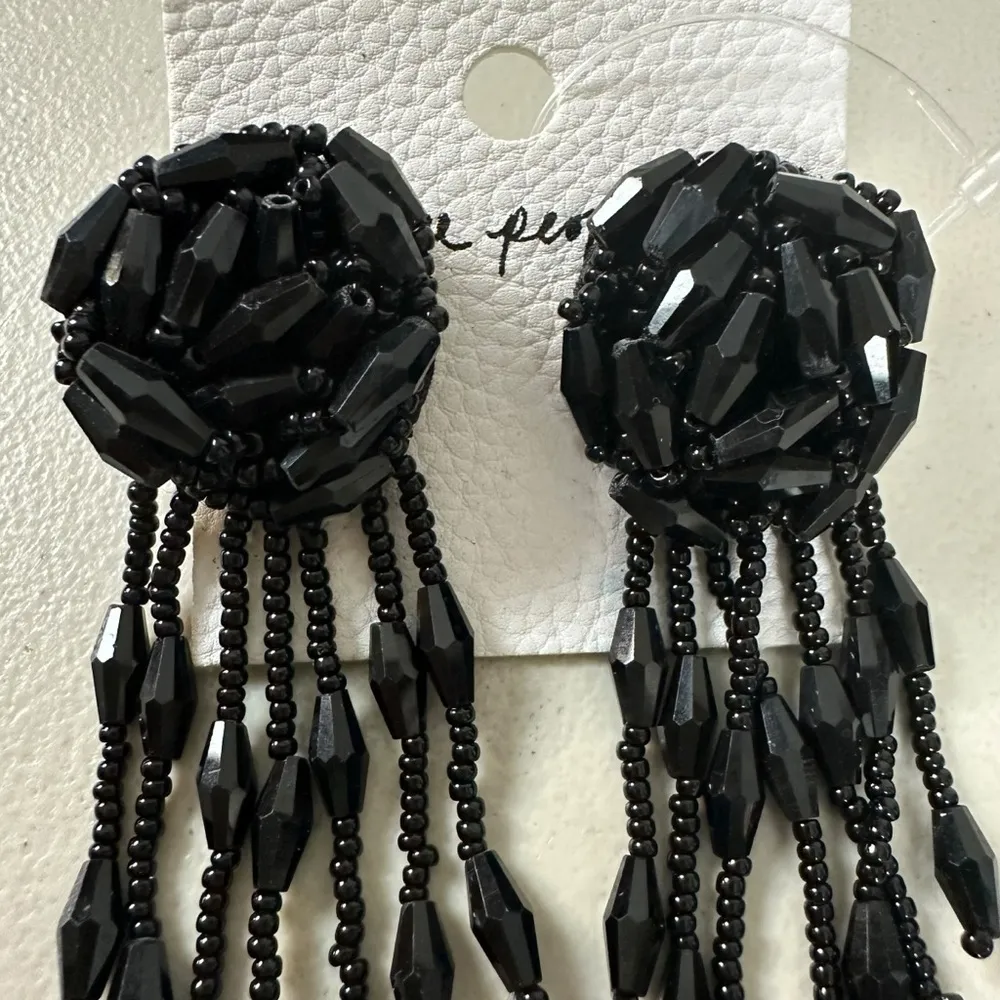Free People Stella Dangle Earrings in Black NWT Rose Rosette Beads Western Boho - Image 9