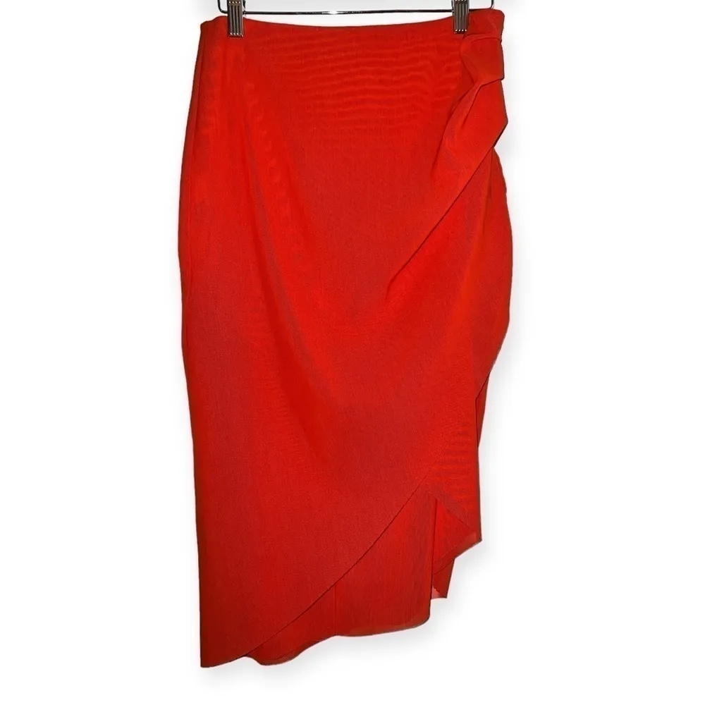 Designer Bec & Bridge NWOT Mesh ruched asymmetrical red Gold tulle midi skirt 6 - Image 5
