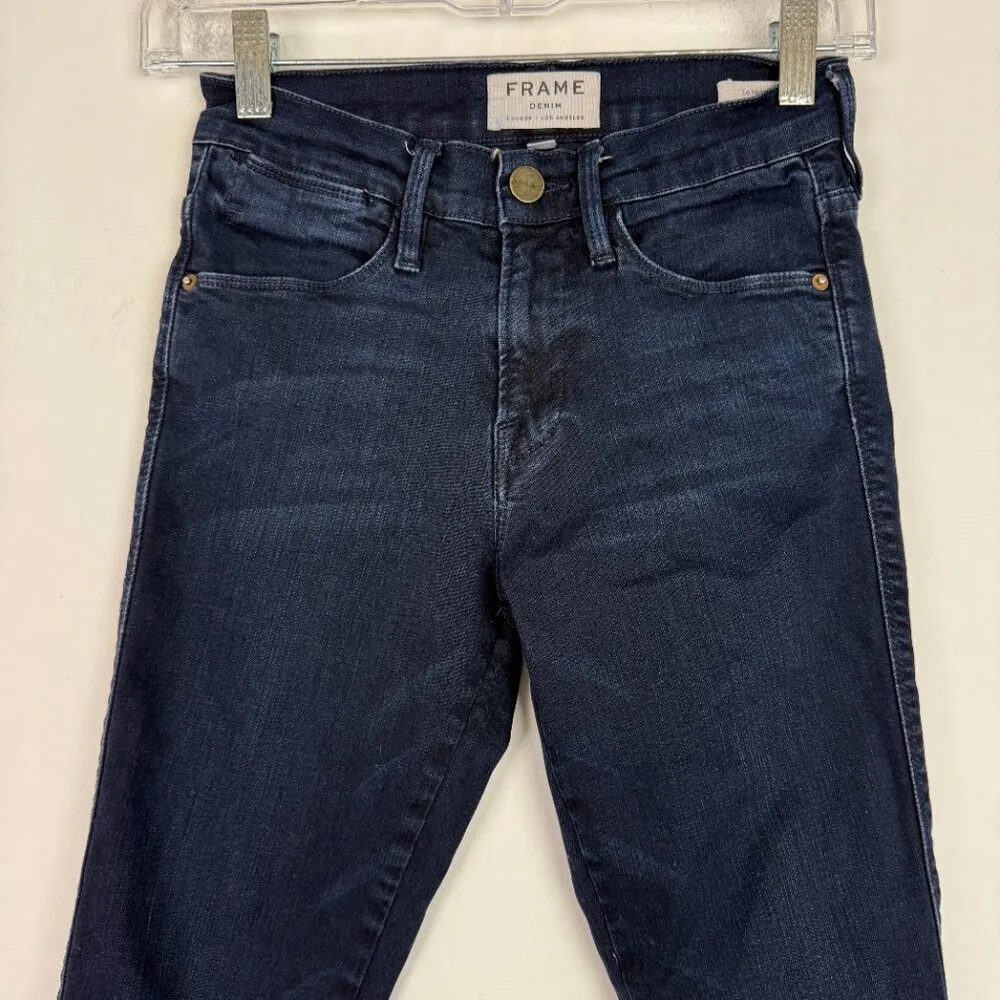 FRAME Le High Skinny Jeans in St. James Wash Dark Size 24 EUC - Image 2