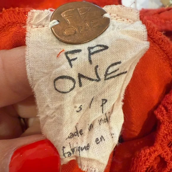 FREE‎ PEOPLE FP ONE Ilektra Lace Crochet Dress in Red size Small - Image 6