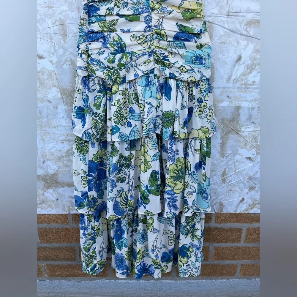 Abercrombie & Fitch High Neck Ruched Tiered Maxi Dress size XS - Image 10