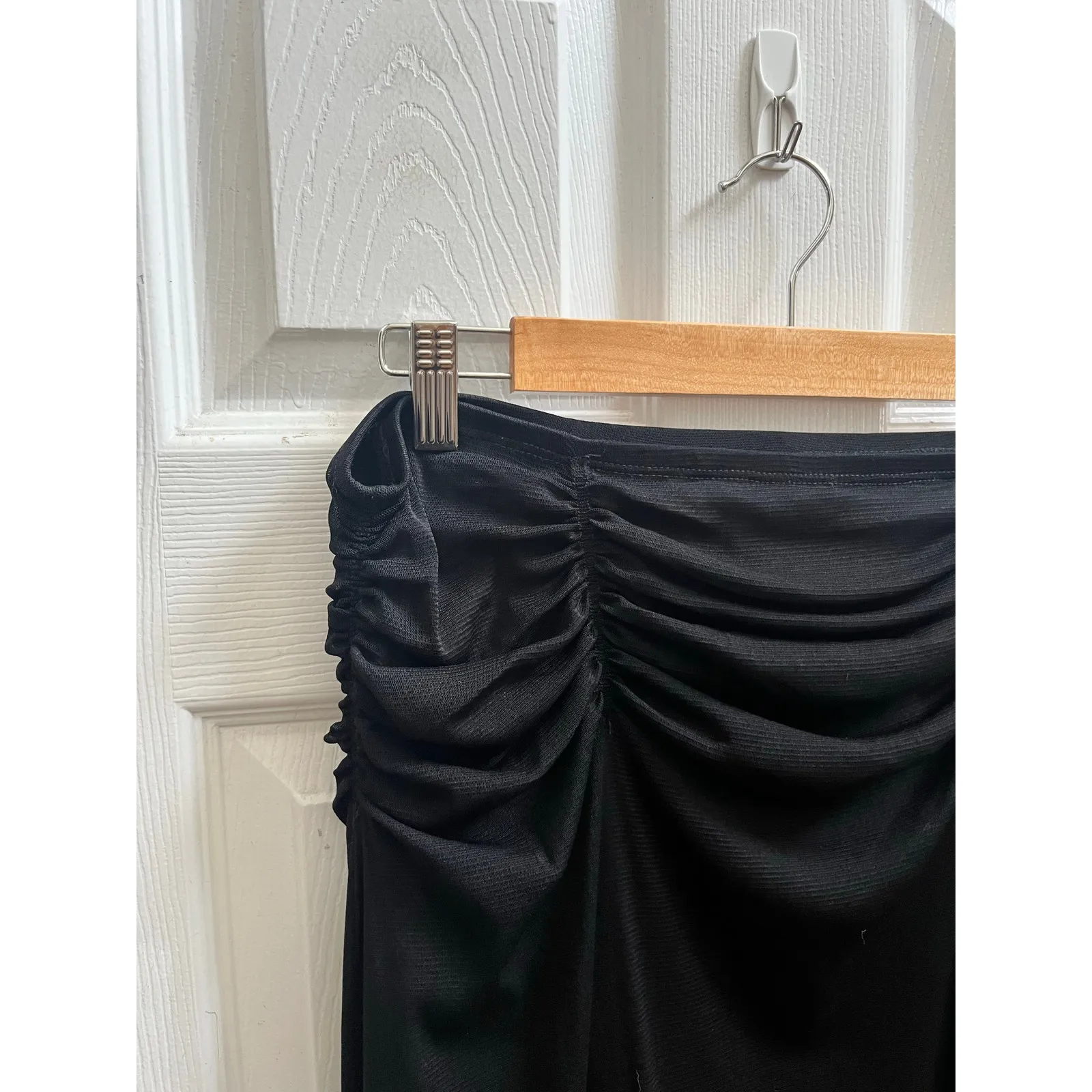 Vintage Max Studio Black Ruched Asymmetrical Skirt Fully Lined Size  
Large - Image 6