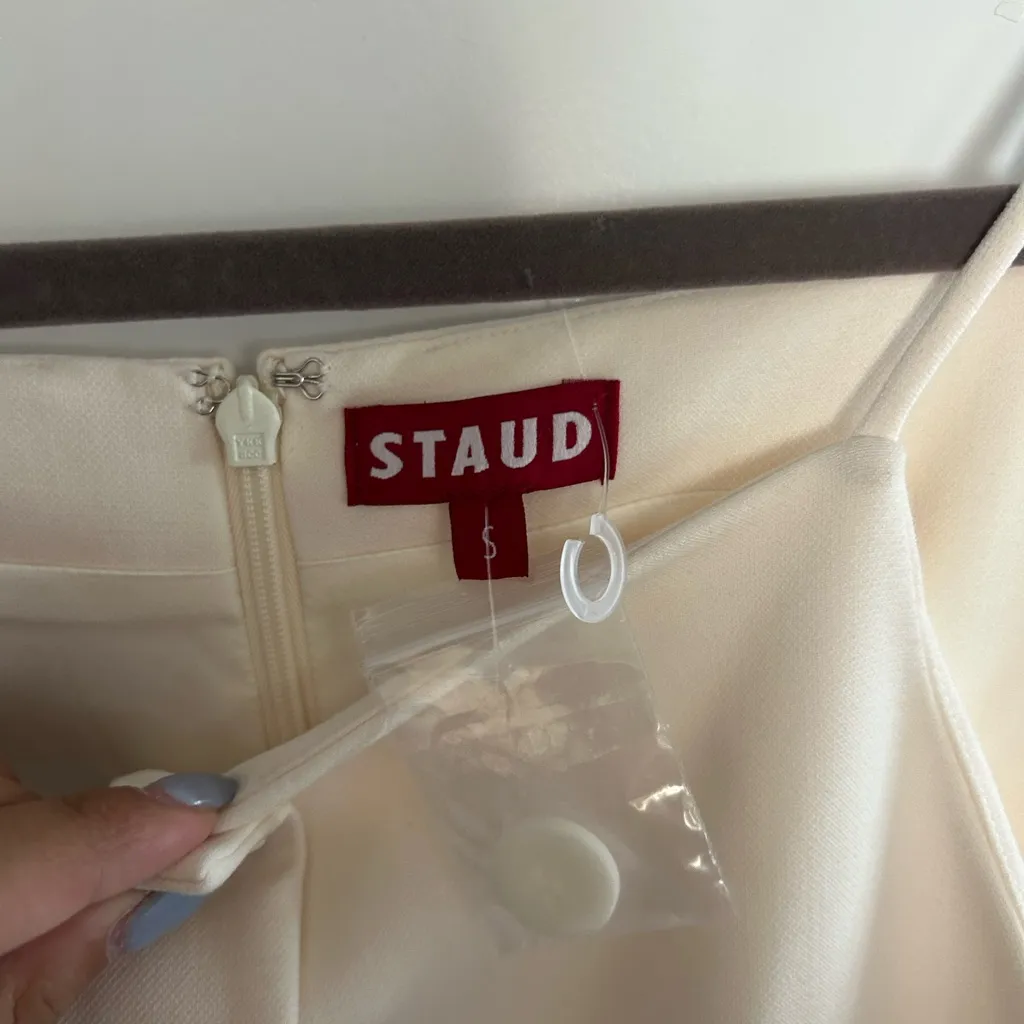 STAUD Cream Una Midi Dress White - Image 4