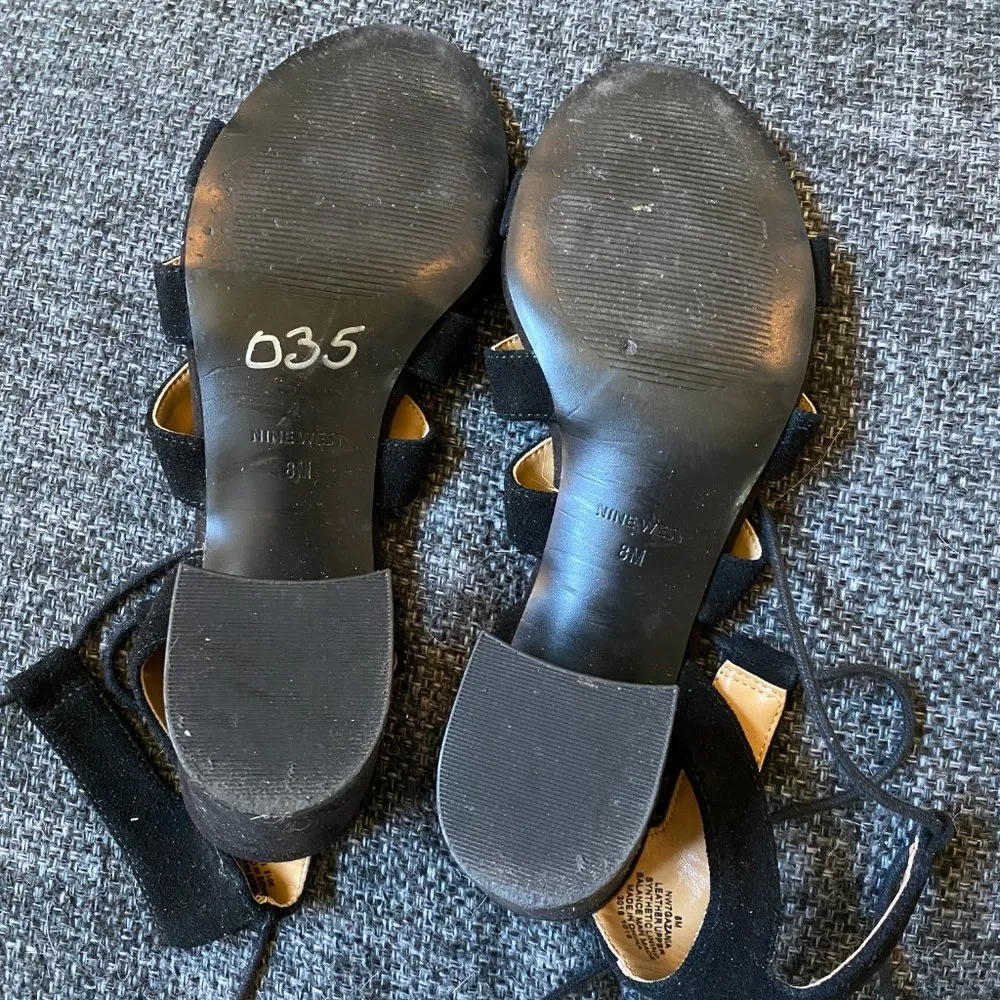 NINE WEST Black Suede Lace Up Gladiator Sandal - size 8M - Image 5