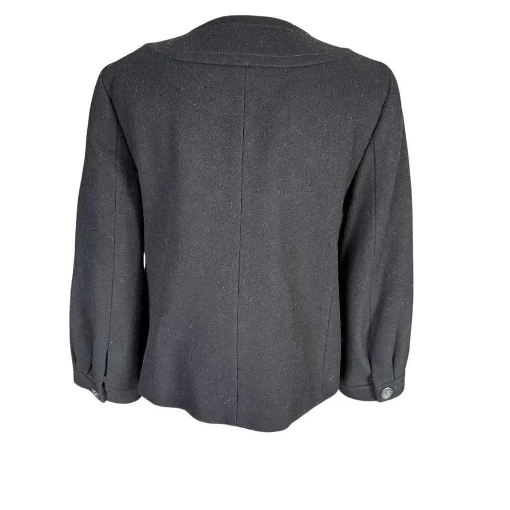 J. Crew women's black fully lined double breasted long sleeve coat - Image 4