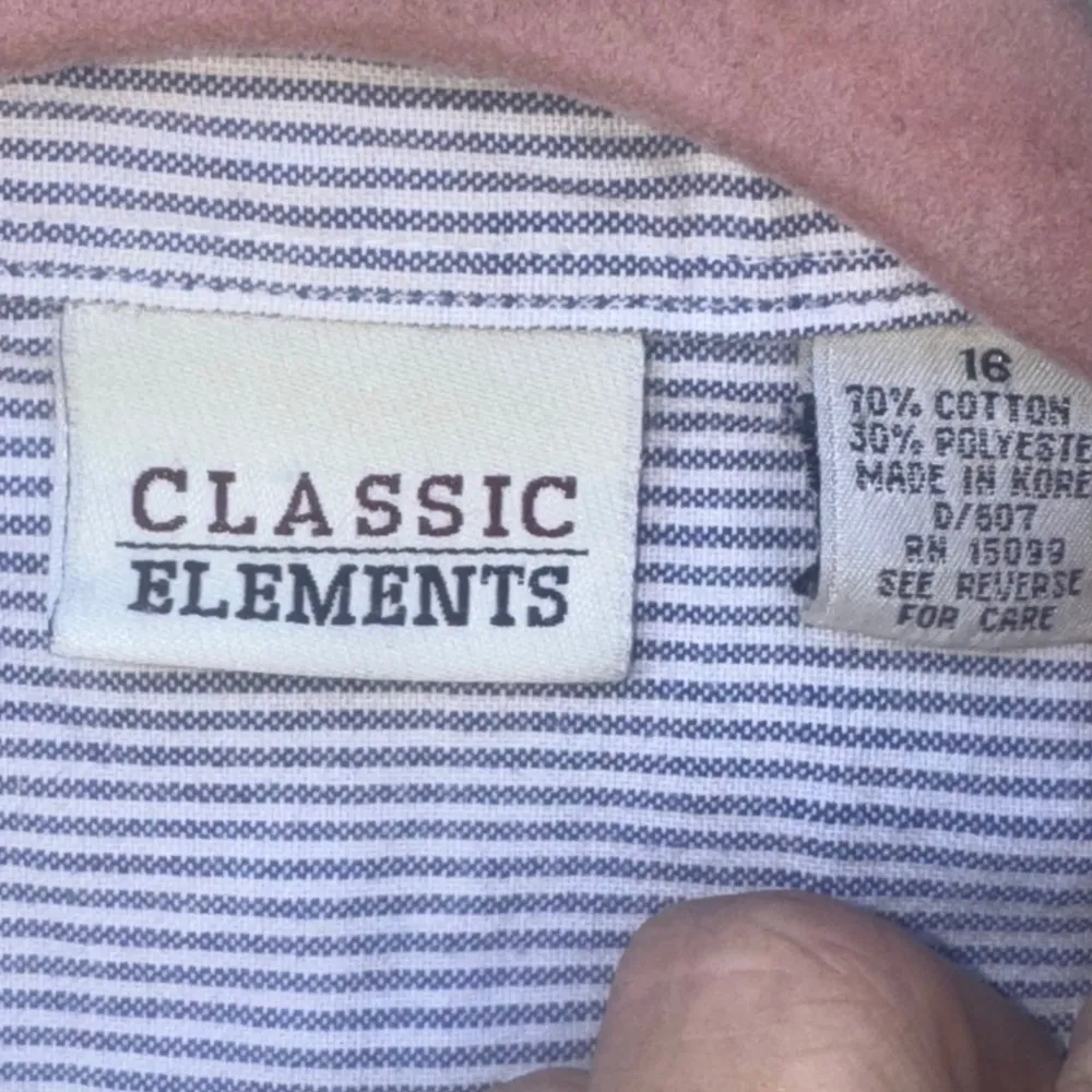 Women's Classic Elements Striped Button Down Shirt Size 16 Blue - Image 2