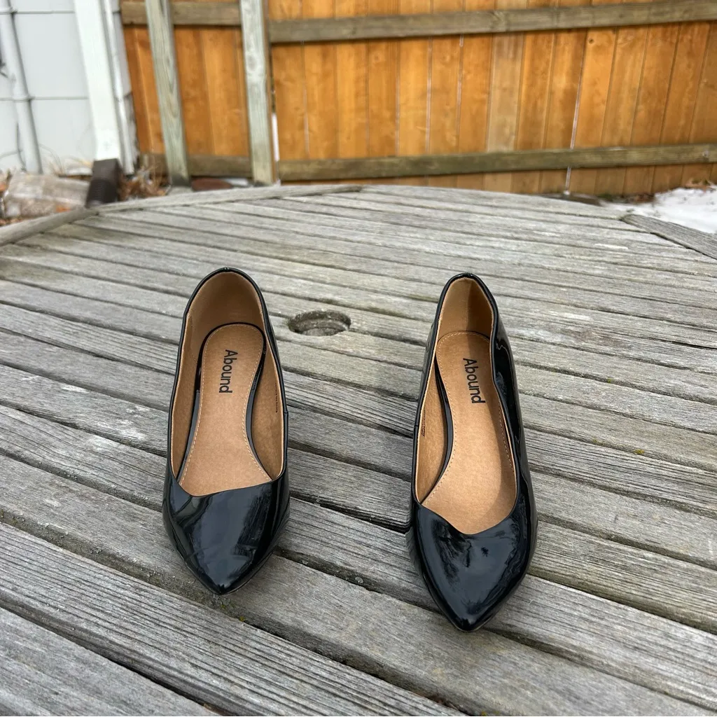 ABOUND Audry Black Faux Leather Block‎ Heel Pump size 6.5 - Image 4