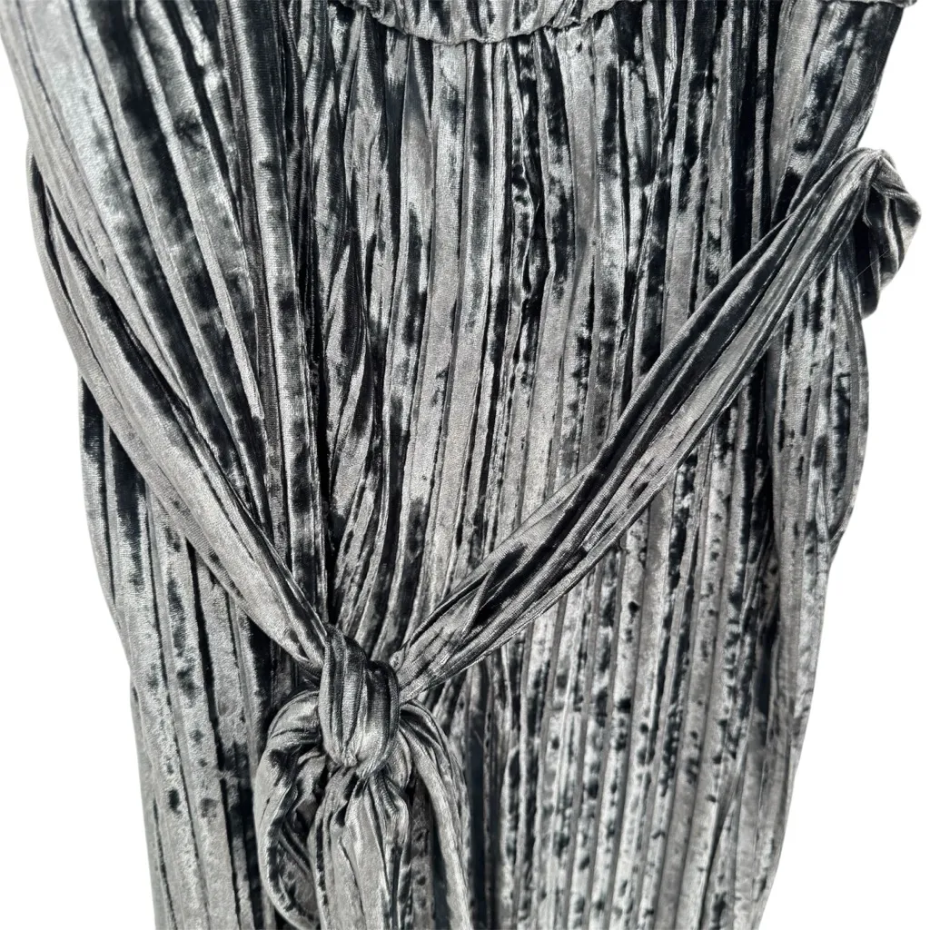 Gilli Velvet Like Blue Shiny Metallic Jumpsuit Adjustable Spaghetti Straps Large - Image 3