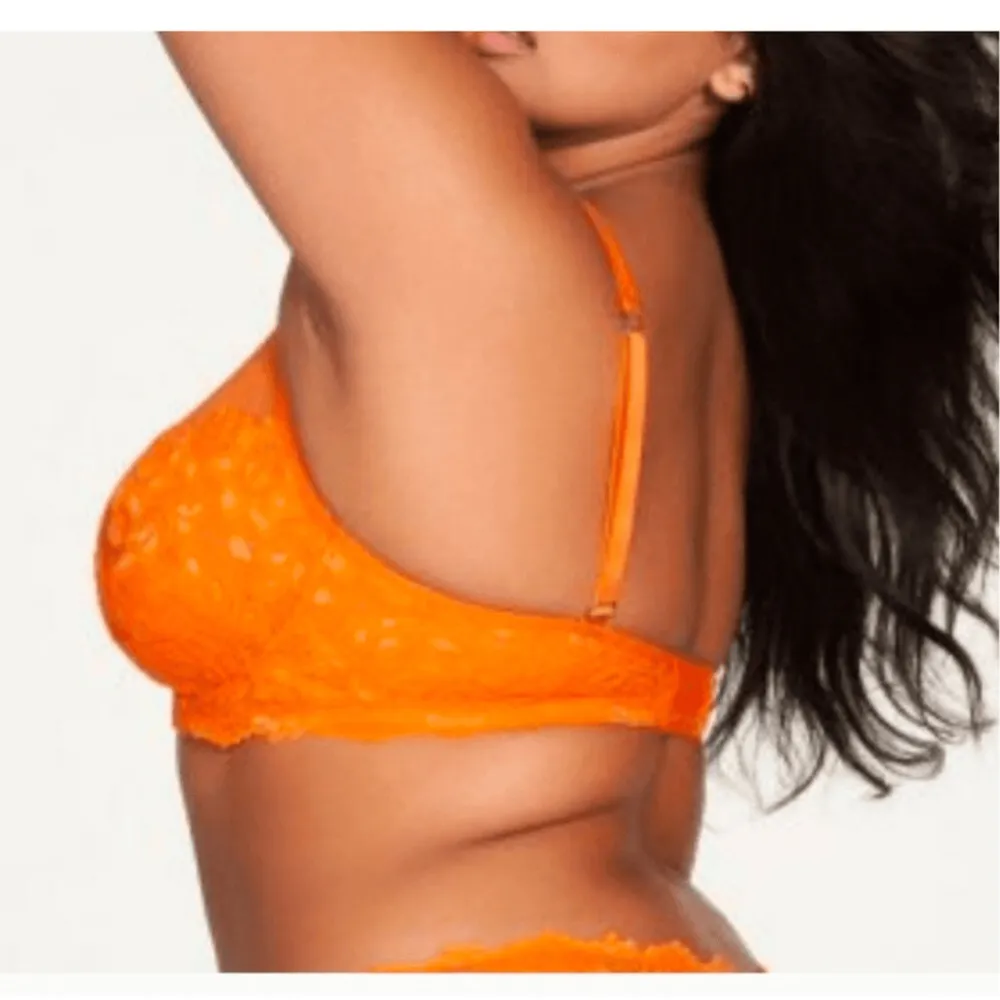 Frederick's Of Hollywood Charlotte Lace Orange Unlined Underwire Bra 32DD Corset - Image 2