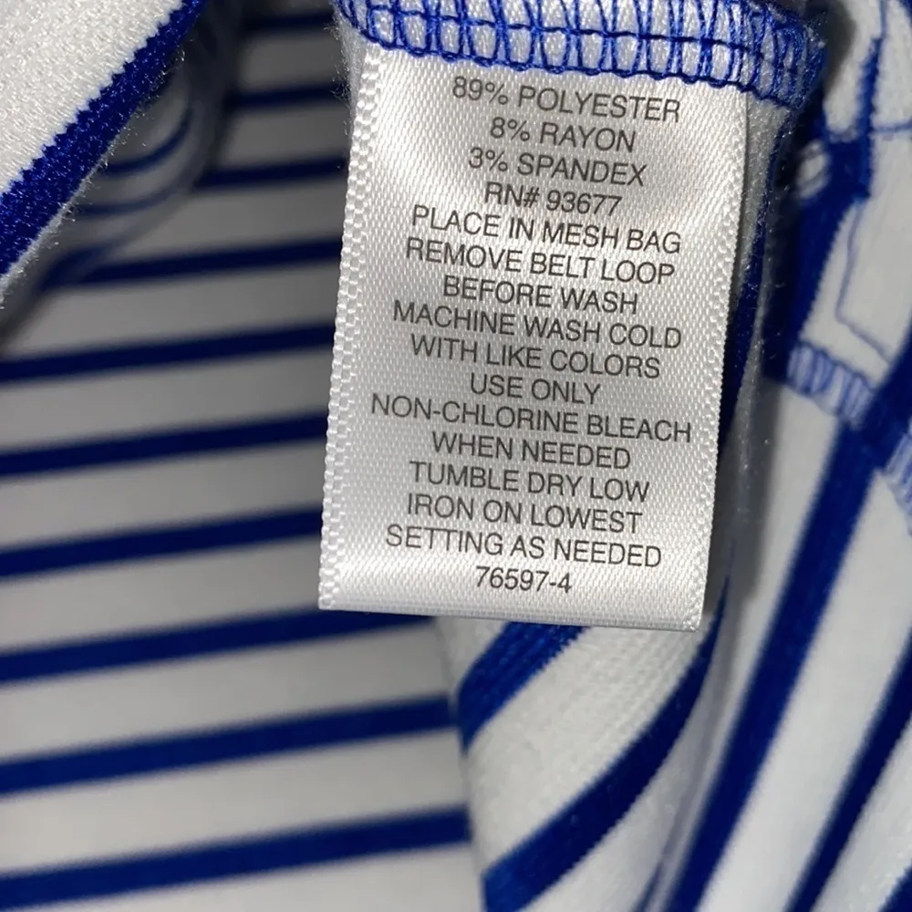 Liz Claiborne blouse sash‎ waist coastal granny striped nautical - Image 6