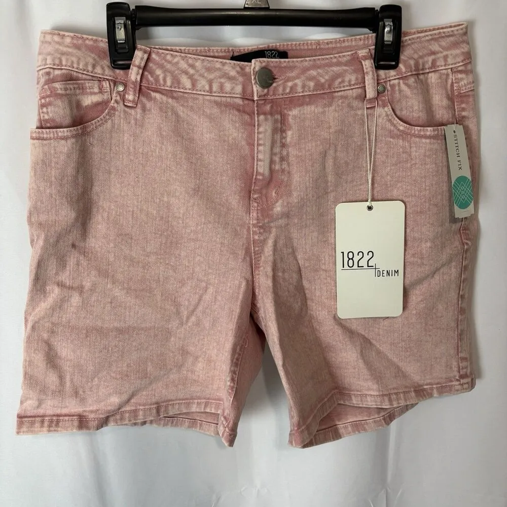 1822 Denim Women’s 14W High Rise Annabeth Roll Short Pink Stretch Summer - Image 5