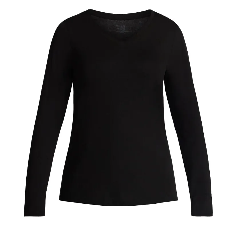 TIME and TRU Womens Long Sleeve V Neck T-Shirt Black Size Large 12-14 Cotton New - Image 6