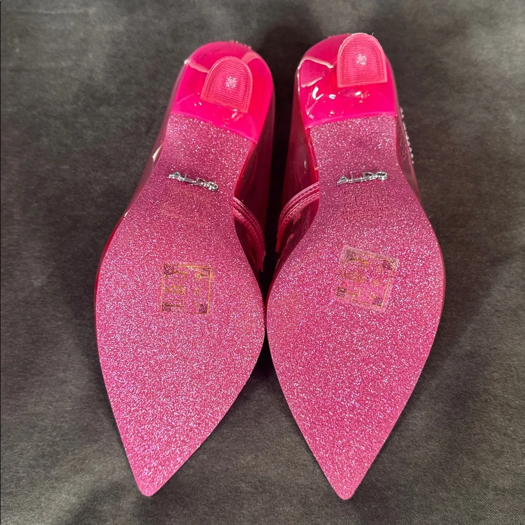 Barbie x ALDO Barbiestessy Collection Pink Translucent Pointed Toe Pumps 7.5 NEW - Image 7
