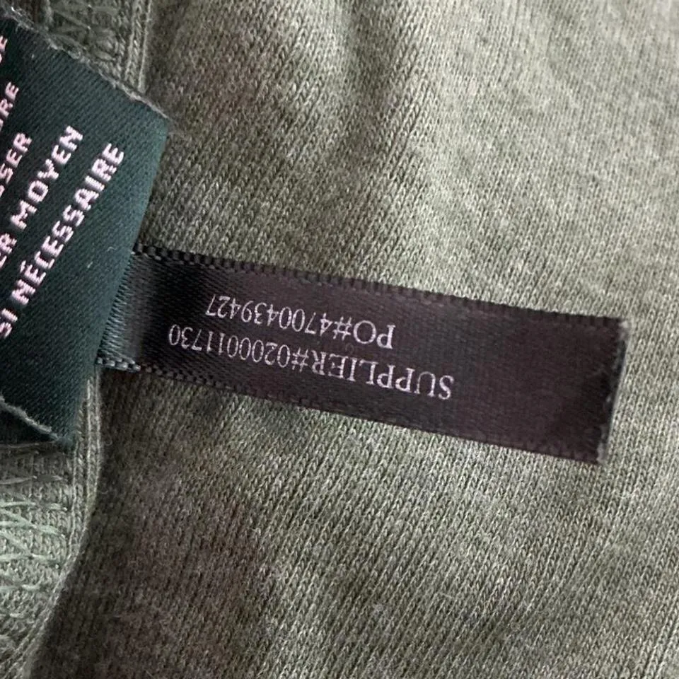 Lauren Ralph Lauren XL Green Henley Shirt Brown Shoulder Patches Roll Tab Sleeve - Image 4