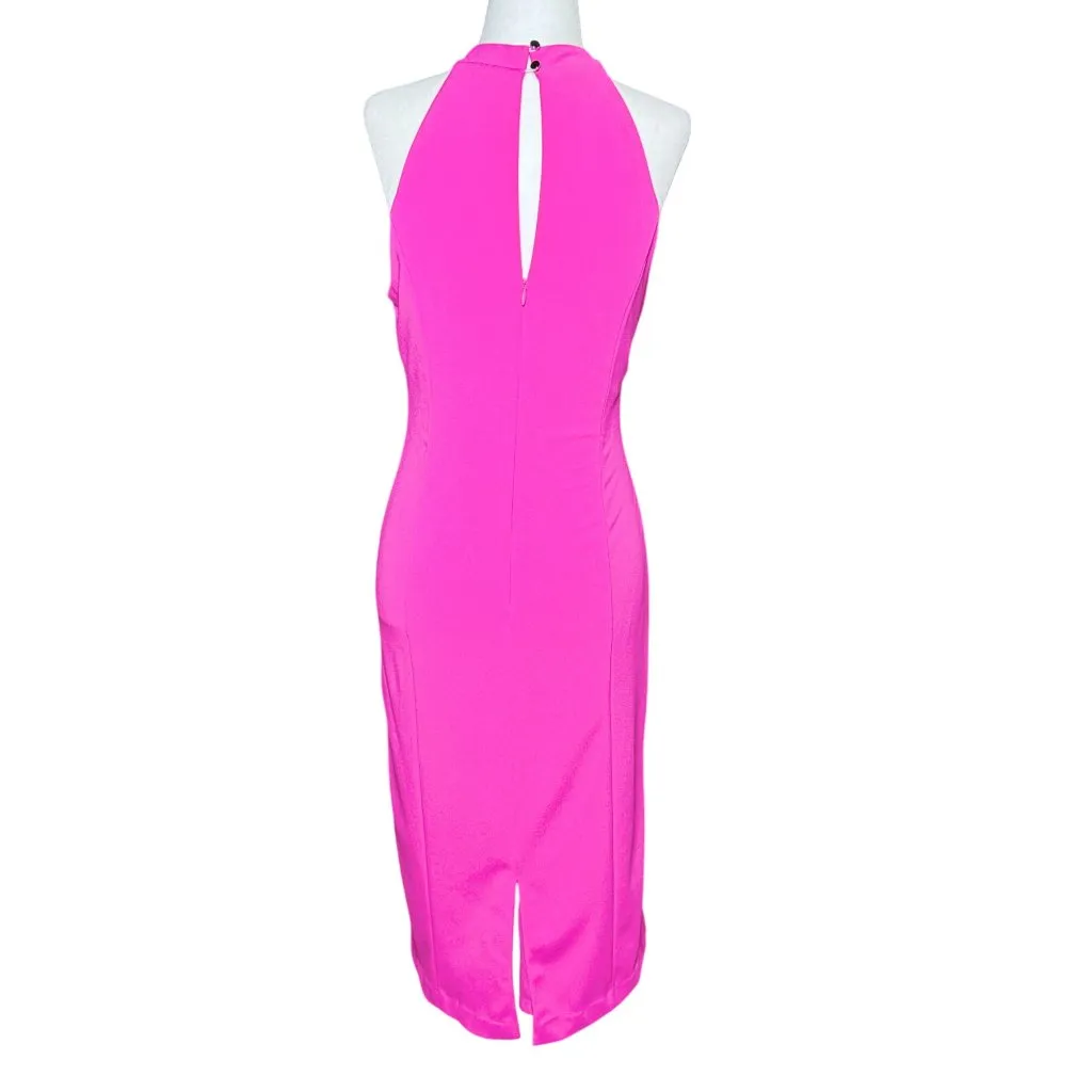Julia Jordan Womens Midi Dress Size 6 Pink Twist Neck Halter Tulip Hem Summer - Image 7