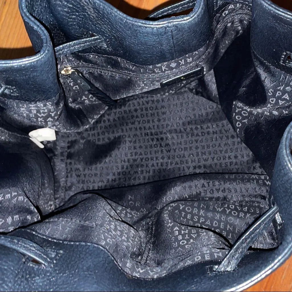 Kate Spade Cooper Grey Street Black Leather Bucket Tote Bag Crossbody WKRU3057 - Image 6