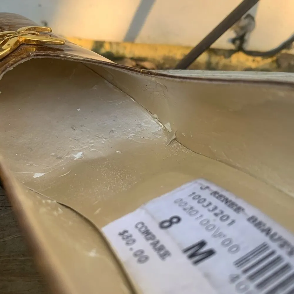 Vintage 90s J Renee gold marble metallic square toe faux buckle block heels 8M Size 8 - Image 4