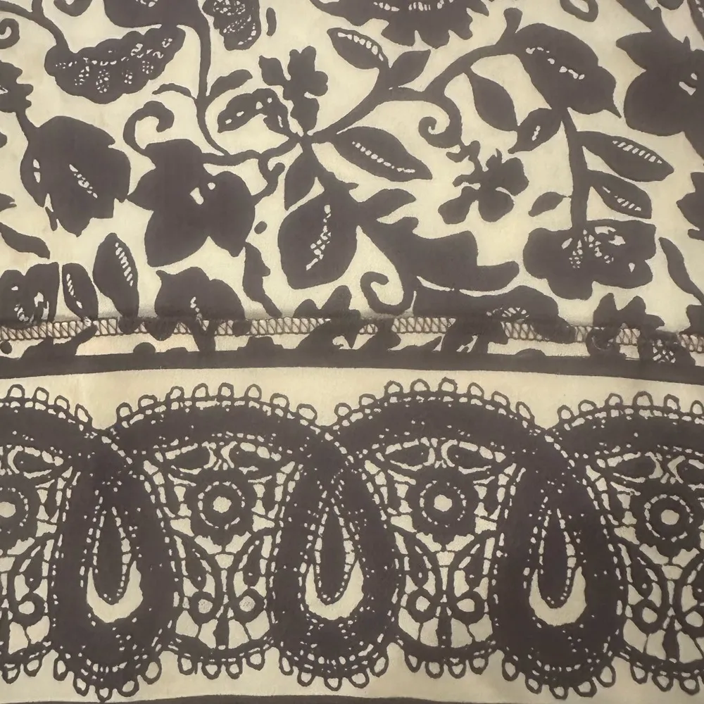 Donna Morgan 100% Silk Gold/BrownPatterned Dress Ruffle Cap Sleeves EUC Sz 6 - Image 9