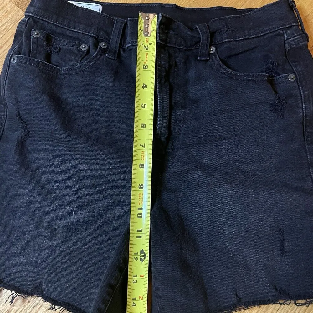 GAP Distressed Denim Black Jean Raw Hem Cut Off‎ 4" Shorts High Rise Size 29/8t - Image 8