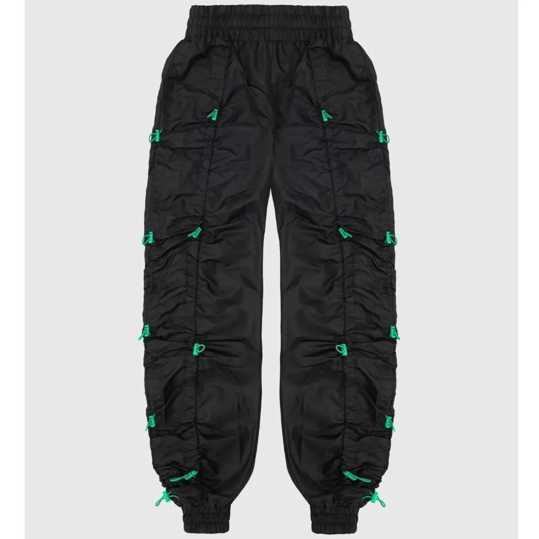 Maniere de Voir Black & Green Nylon Cargo Pants with Bungee - US Size 6 - New - Image 2
