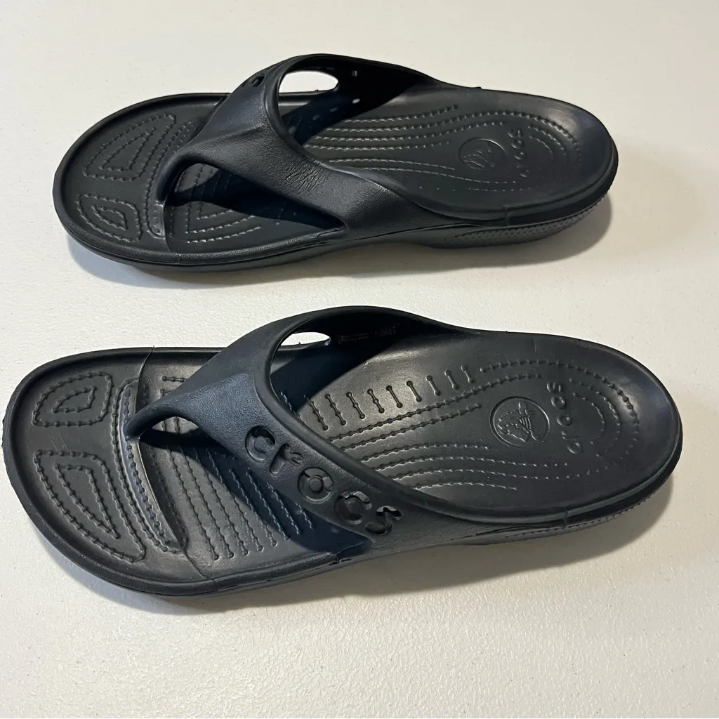 Crocs Baya Flip Thong Sandal Black Unisex Women’s 9 mens 7 - Image 2