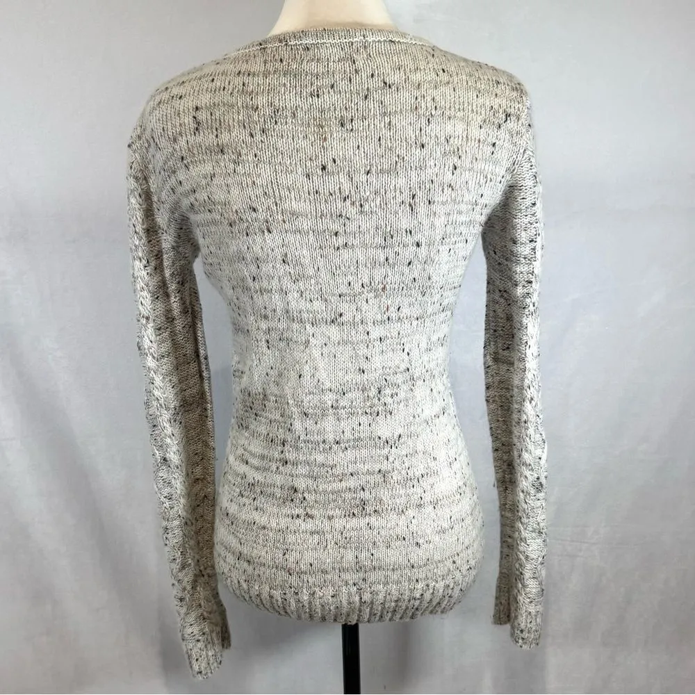 Max UK ivory speckled classic cable knit sweater size 6 White - Image 3