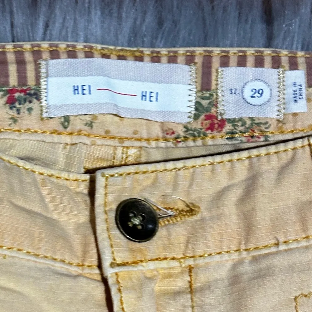 Anthropologie Hei Hei Wesport Cargo Canvas Utility Slim Yellow Pants Sz 29 - Image 6