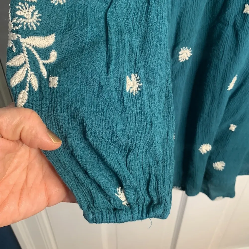 Free People Sweet Tennessee Embroidered Emerald Green Mini Dress W-689 Size XS - Image 5