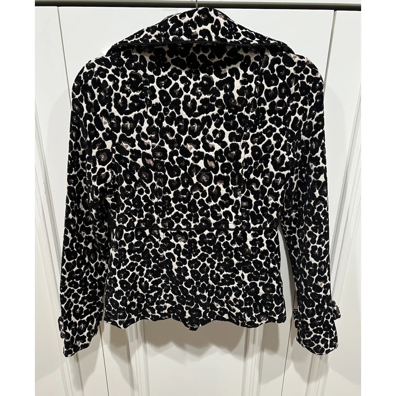 Wet Seal Leopard Animal Print Double Breasted Carpet Bag Coat Size XS Mob Wife Brown - Image 5