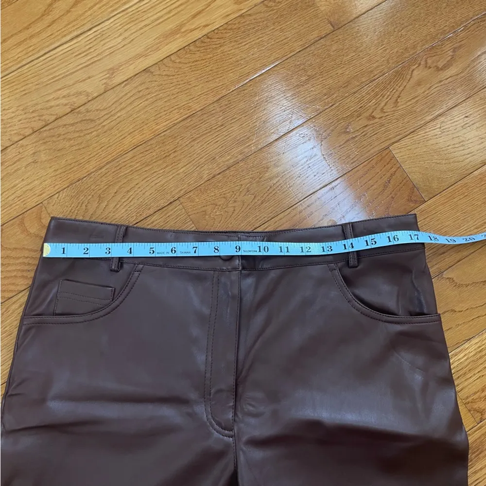 Miss Selfridge Faux Leather wide leg pants trousers high waisted brown Sz US 12P - Image 10