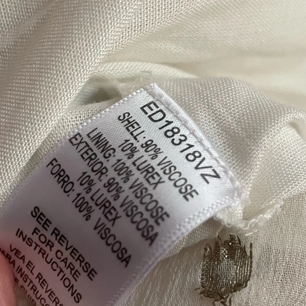 NEW En Creme Maxi Dress M Boho Metallic Polka Dot Cutout Ruffle Tiered - Image 13