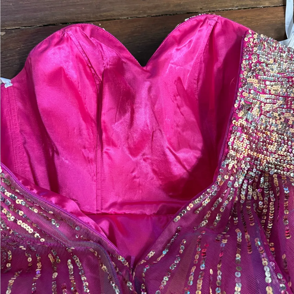 Terani Couture Strapless Sweatheart Colorful Sequined Formal Dress ~ Size 2 🧡🍄 - Image 8