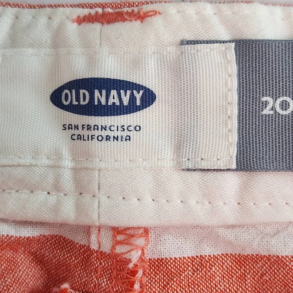 Old Navy Orange Stripe Shorts Size 20 Preppy Orange Striped Chino Shorts - Image 5