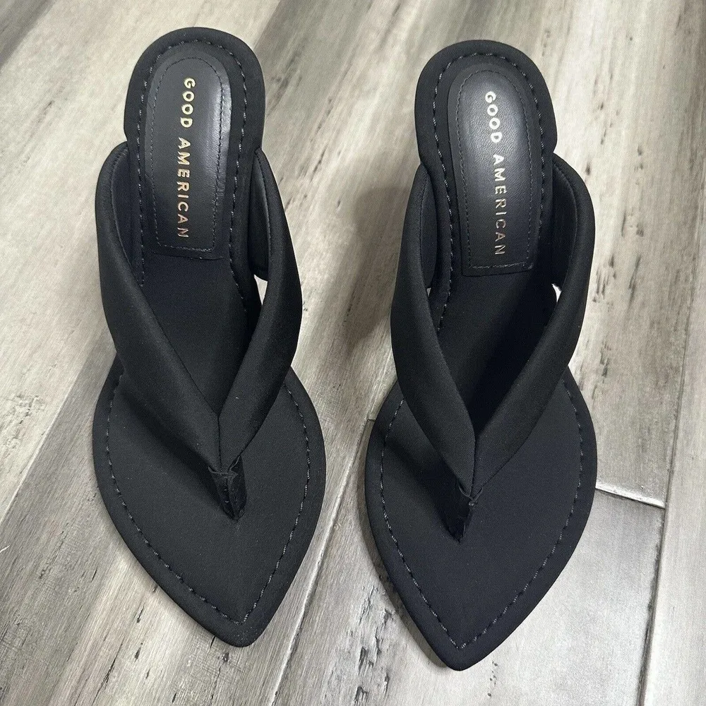 NEW Good American Cinderella F*cking Rella Thong Heel Women's Neoprene Black 5.5 - Image 2