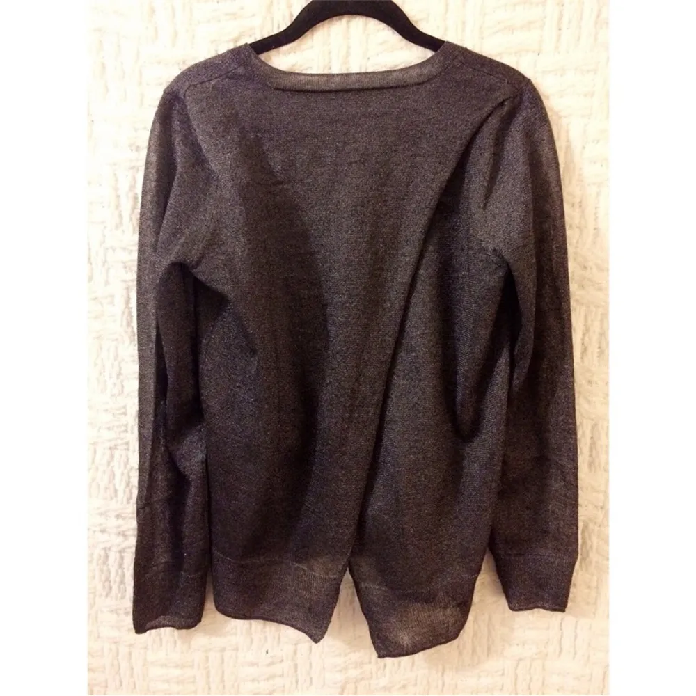 All Saints V-Neck Jumper Flip Back Grey Gray Shimmer Sweater Top 6 Small - Image 6