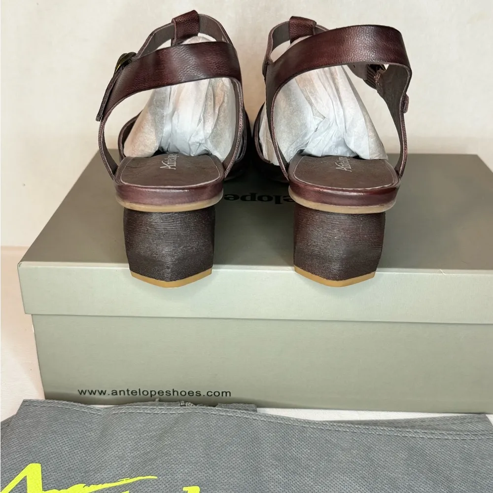 Antelope Leather Heeled Sandals - Aren coffee casual classic comfy summer style - Image 7