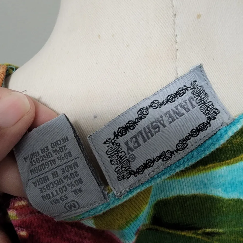 Jane Ashley Turquoise Sequin Tropical Floral Long Sleeve Top Size Medium - Image 8