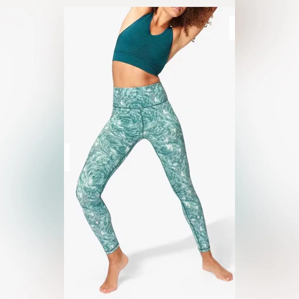 Sweaty Betty Stamina June Bug Green Teal Sports Bra Size Medium - Image 3