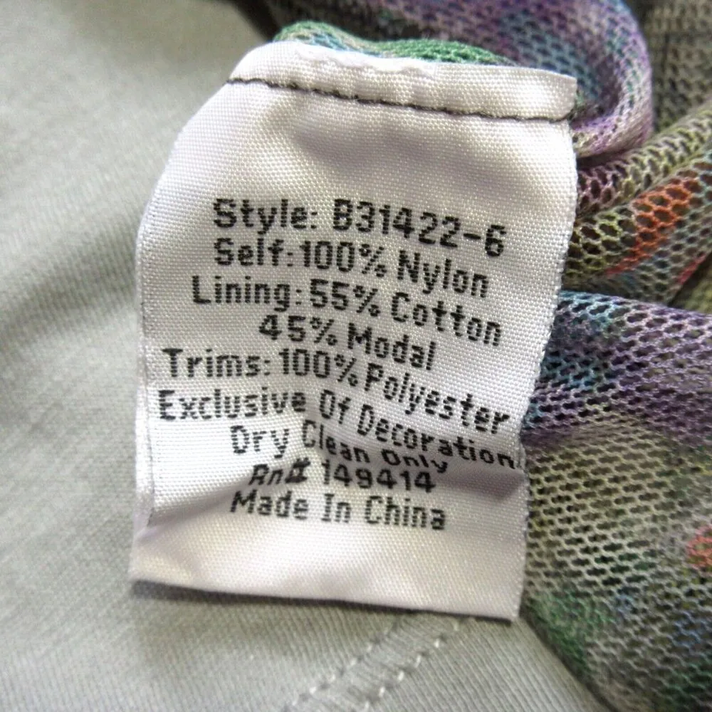 NWT BIYA Johnny Was Wilde Sheer Printed Mesh Shift Embroidered Dress w/ Slip M - Image 6