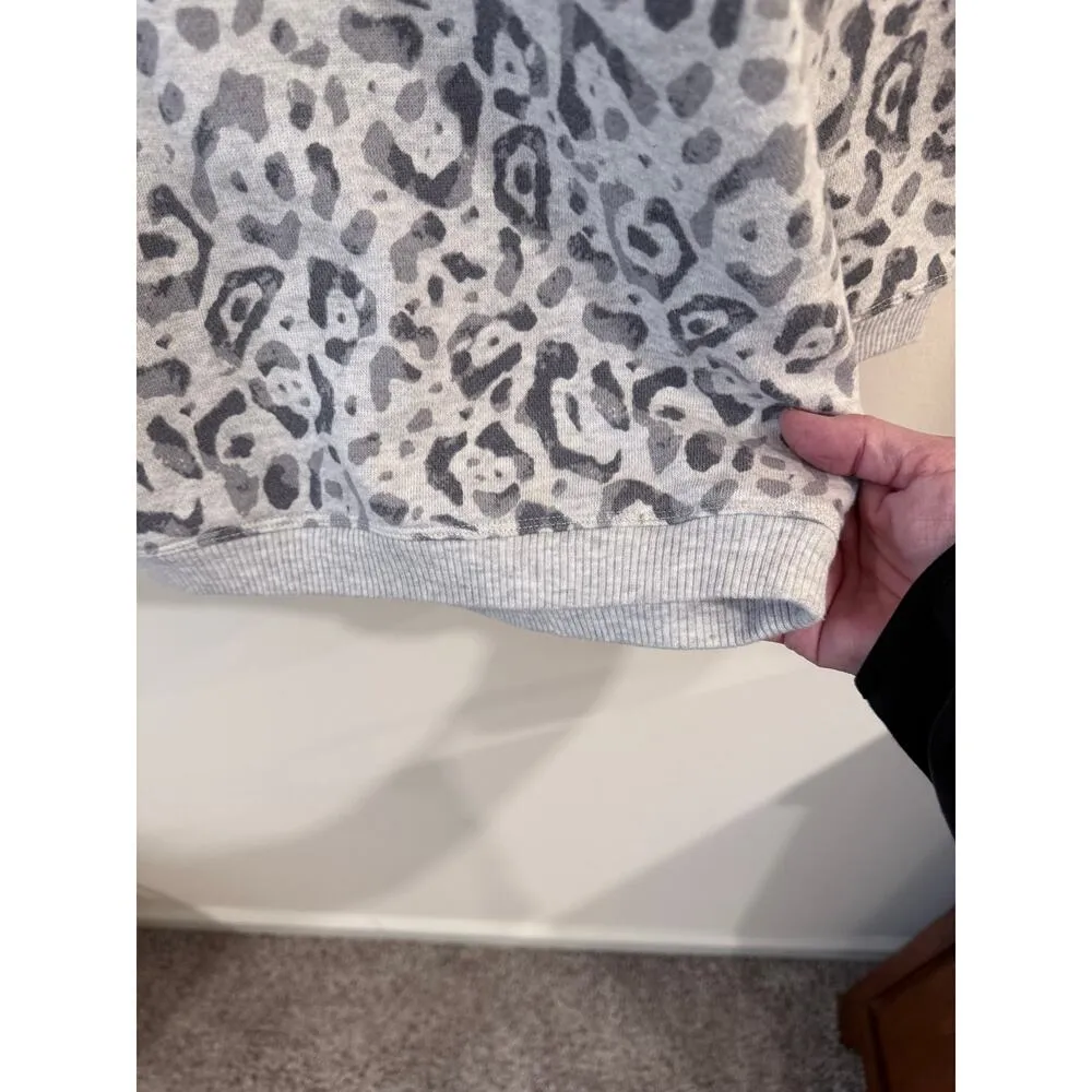 Aerie Long Sleeve Animal Print Half Zip High Neck Sweatshirt Gray Women's Size M - Image 4