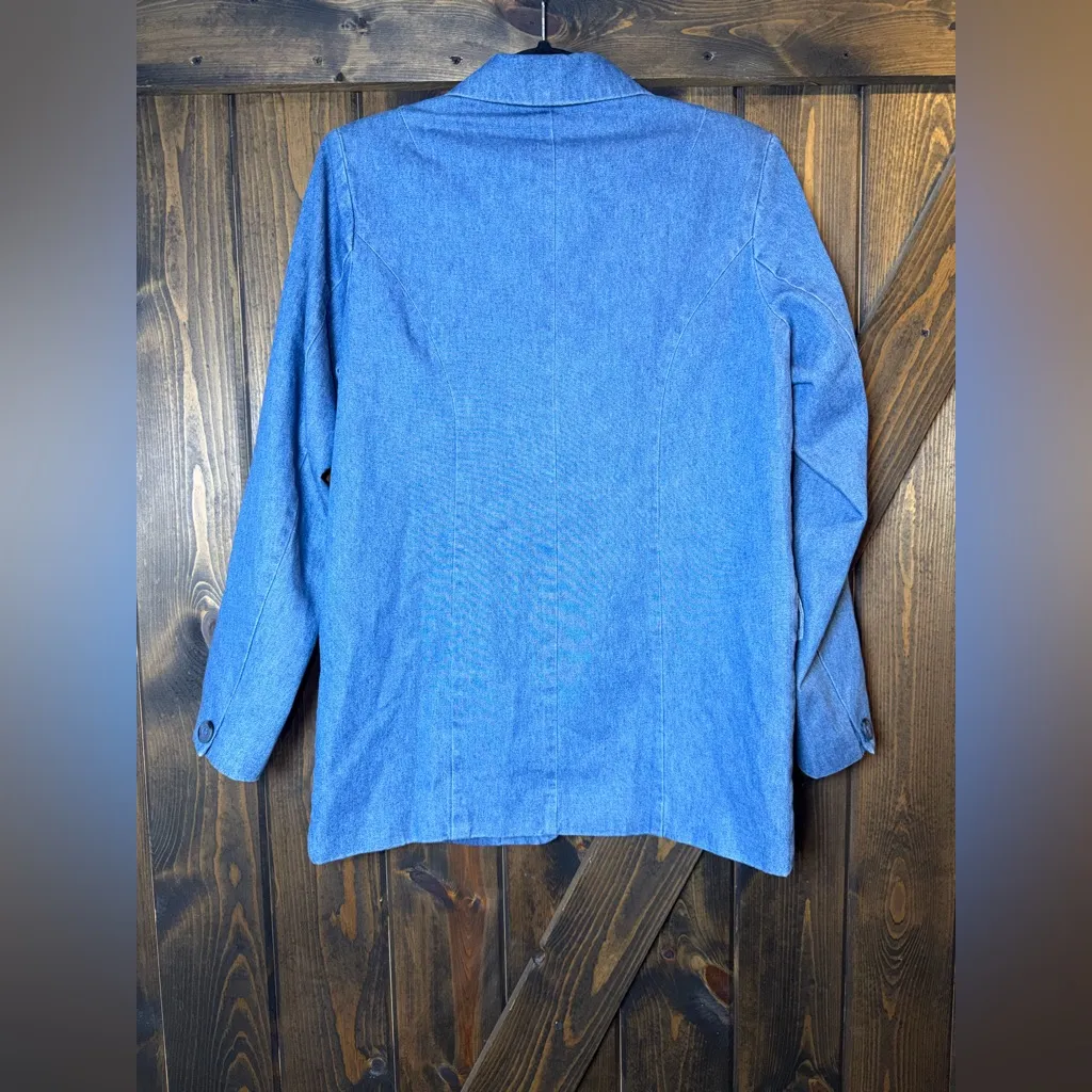 Denim & Co. Denim Blazer W/Pockets Blue - Image 2
