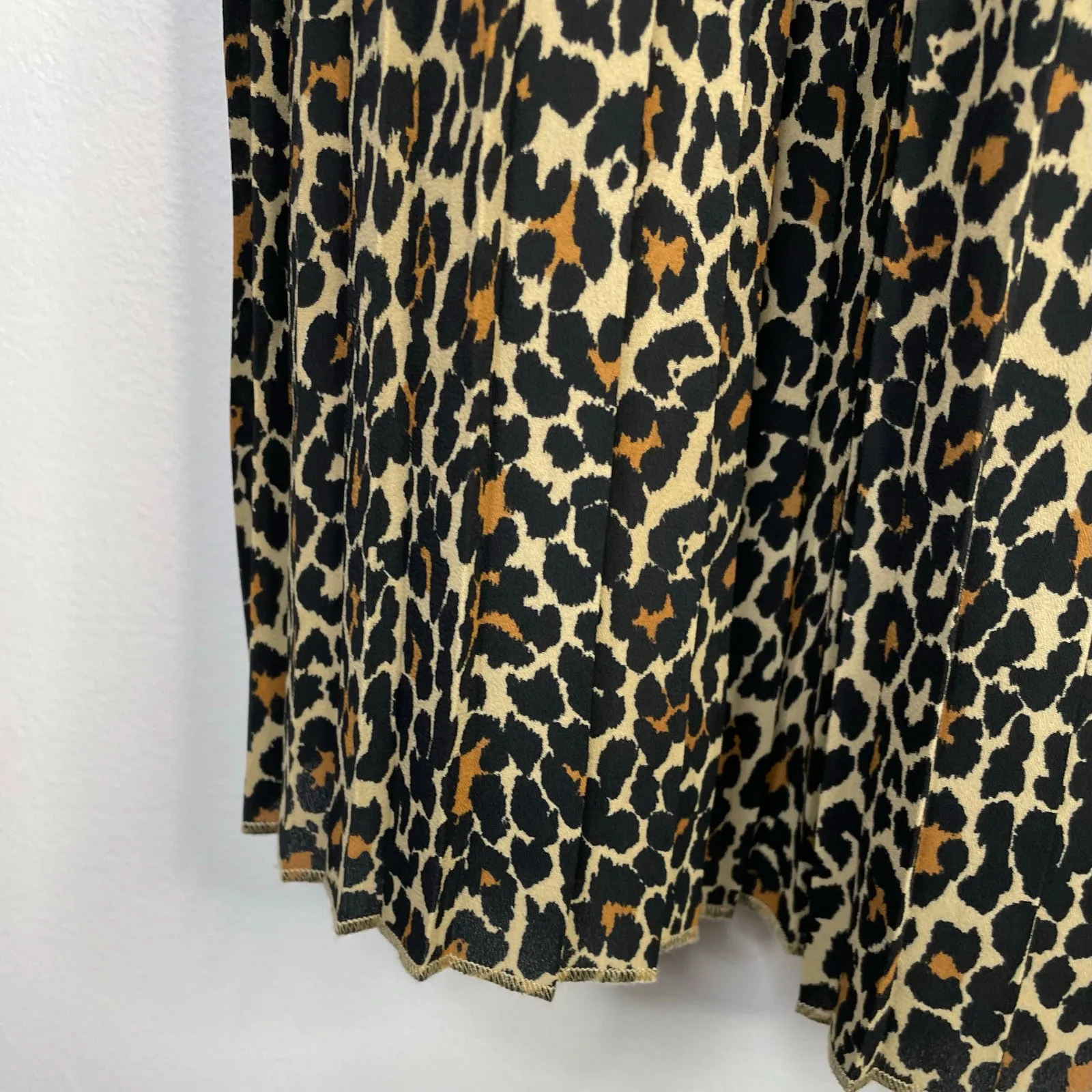 J Crew Factory Pleated Midi Skirt Leopard Cheetah Animal Print Black Tan women 2 - Image 6