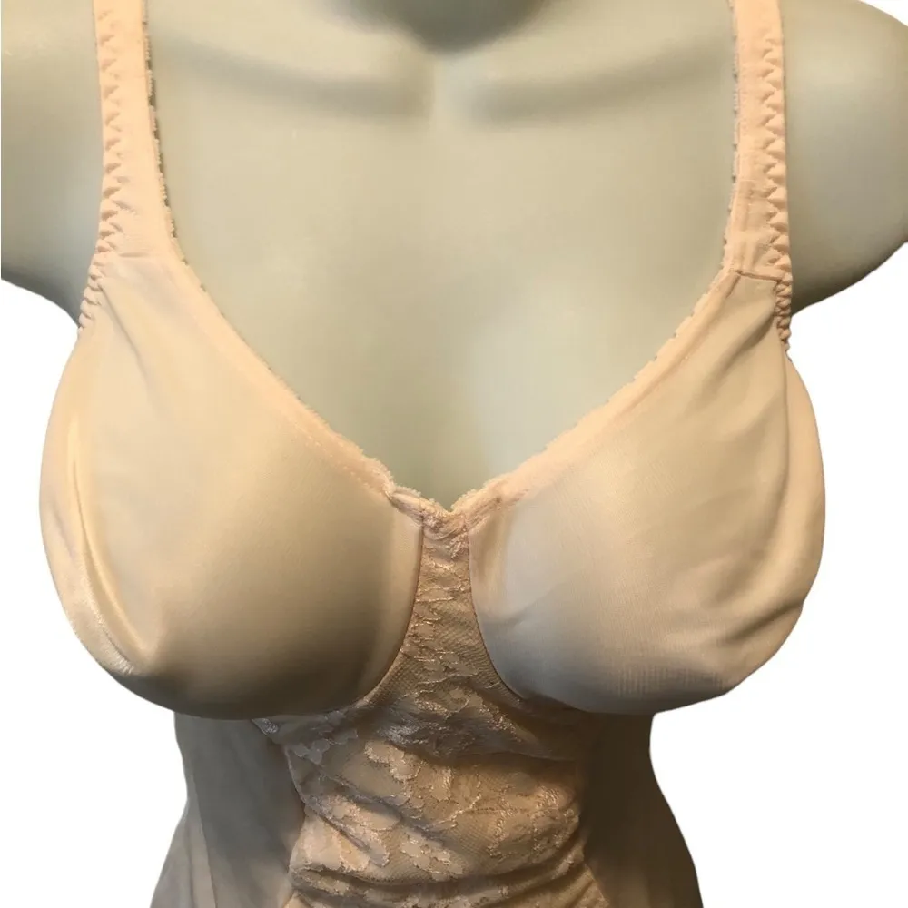 VTG Olga Lacey Shaper Pin Up Sz. 38C Underwire Seamless Nude Stretch Hook Crotch Tan Size L - Image 4