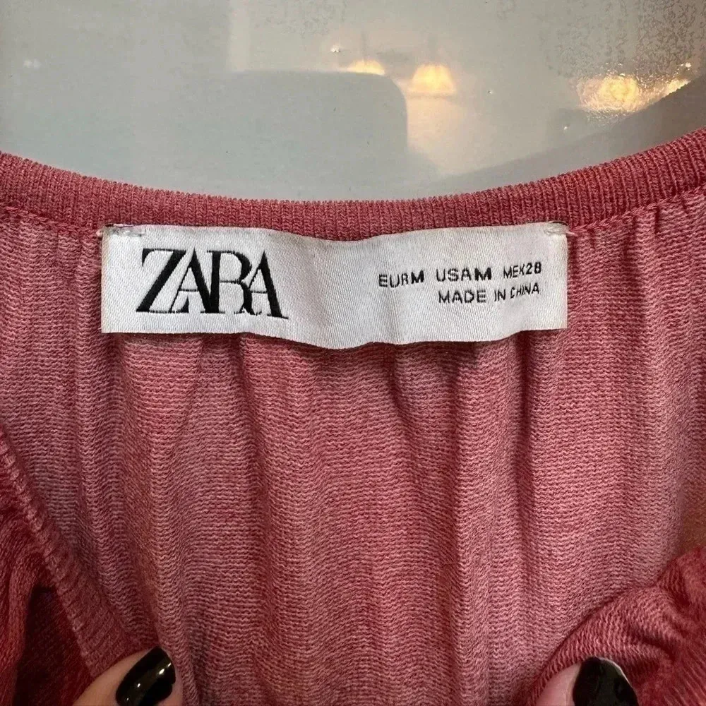 ZARA | Red Blue Black Tie Dye Bohemian Beach Coastal Maxi Slip Dress Size M - Image 10