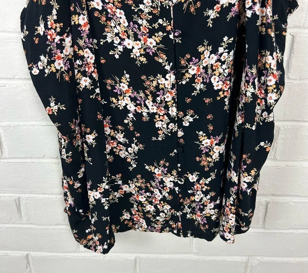Old Navy Dark Floral Print Button Front Tank Top Size XL - Image 4