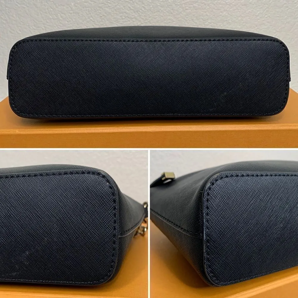 Calvin Klein Black Saffiano Top Zip Chain Crossbody Bag - Image 11