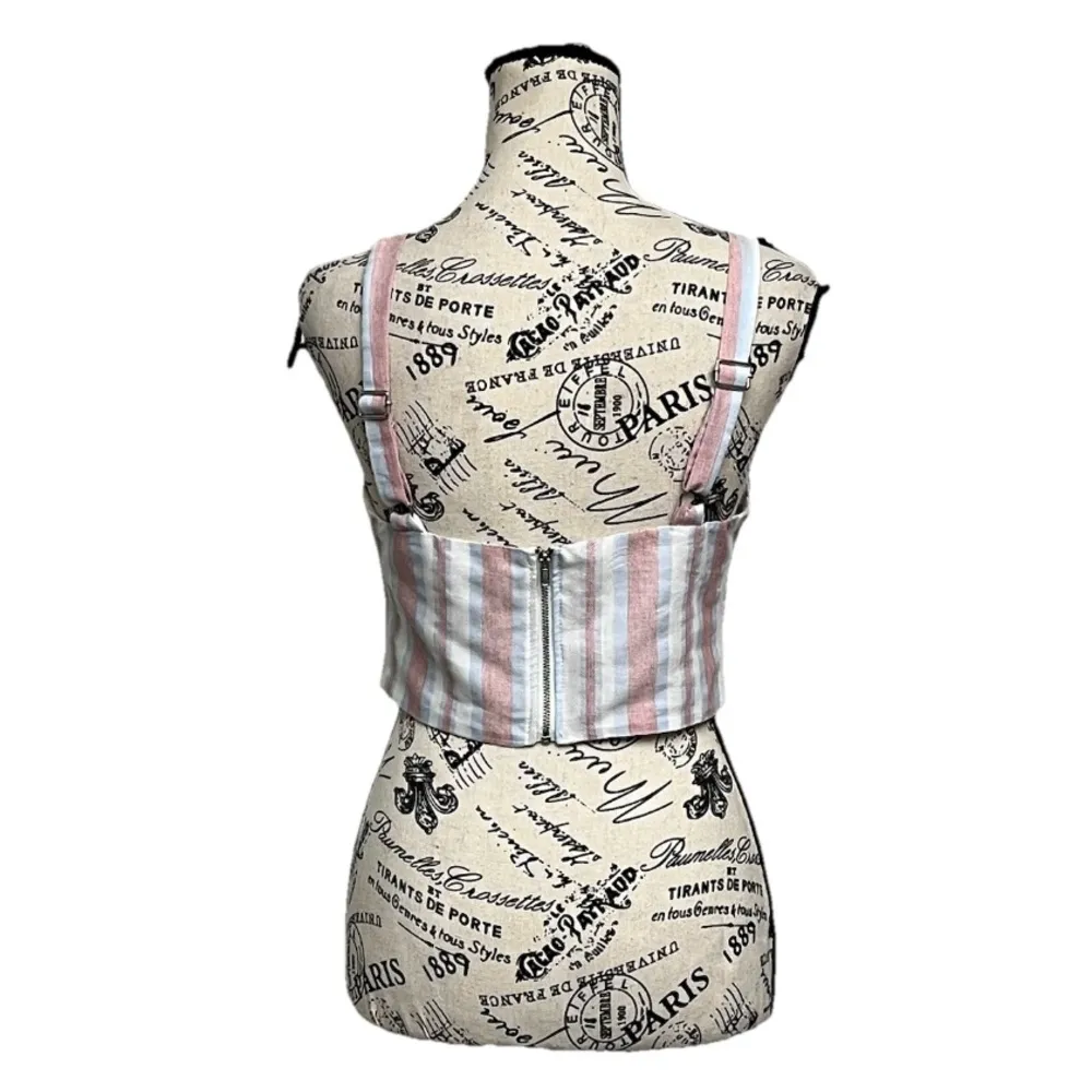 L’atiste Striped Bow Front Crop Top Women M Boho Beach Nautical Preppy Coastal - Image 5